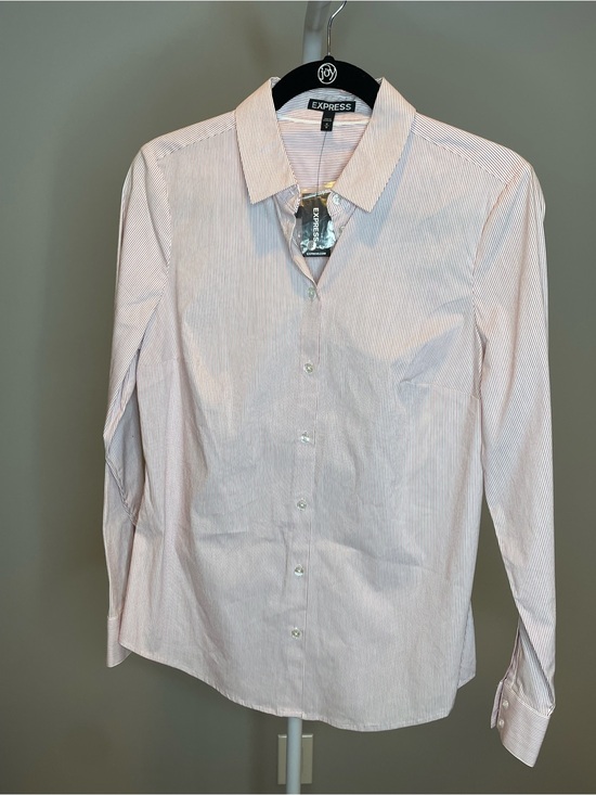 Express Tops - Express Women's Light Pink Pinstripe Button-Down Shirt NWT